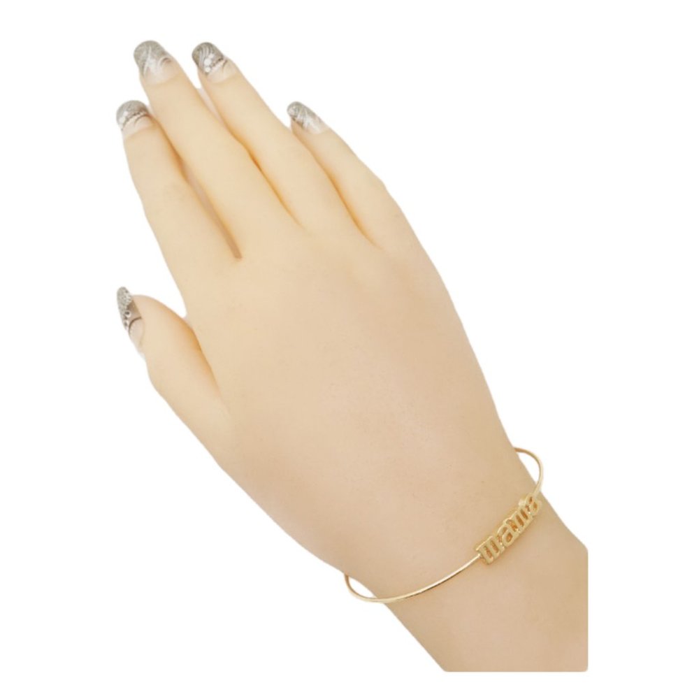 Goldtone Mama Inspirational Message Stencil Wire Hook Clasp Bangle Bracelet - Picture 2 of 2